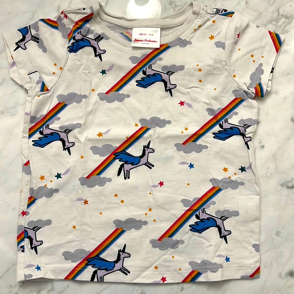 Hanna Andersson Unicorn Short-sleeve Top - Girls Size 4
